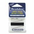 100% шелковая нить "Beadalon" № 4(0.60мм), цвет черный, длина 2 метра
