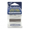100% шелковая нить "Beadalon"(USA) № 4(0,60мм), цвет серый, длина 2 метра